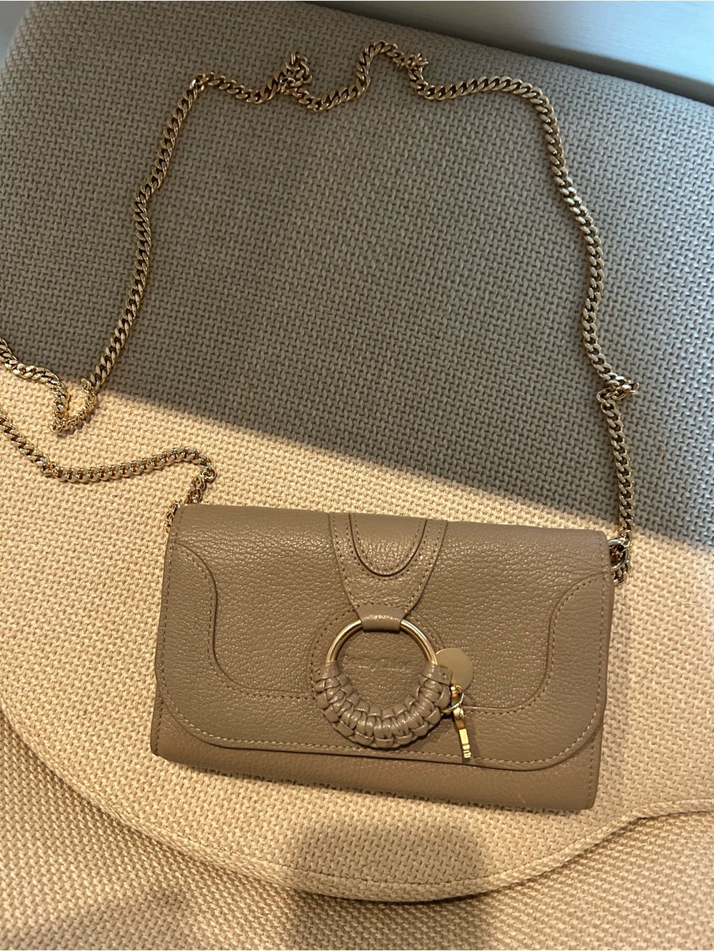 See By Chloe Taupe Crossbody Bag with Gold Chain